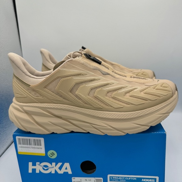 NWT Hoka Project Clifton Beige Shifting Sands Dune SSDD Unisex Sneakers Shoes - Picture 8 of 16